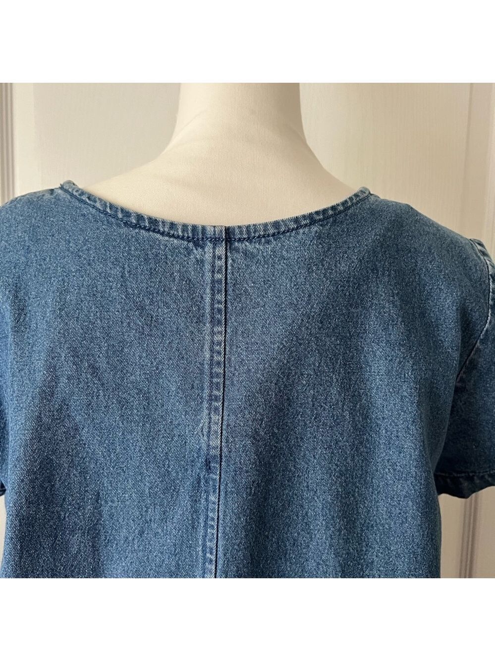 CB Blue Denim Dress Scoop Neck Short Sleeve - Picture 8 of 12